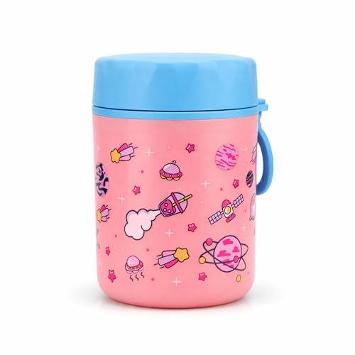 Image of ONE AND ONLY Stainless Steel Food Jar for Kids 480ml | Airtight Baby Food Container | Multipurpose Snack Jar | Travel Friendly Food Storage Box | BPA Free Kids Food Container (Pink)
