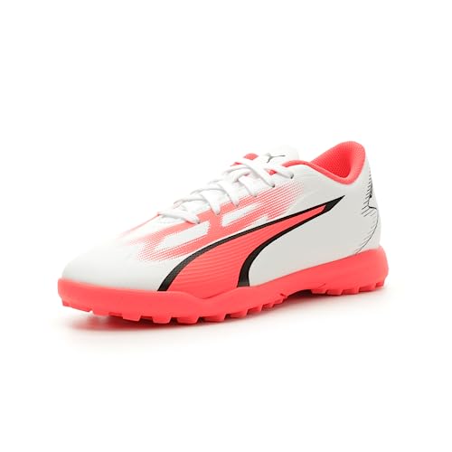 PUMA Ultra Play Turf Training Sneaker, White Black-Fire Orchid, 10 US Unisex Big Kid