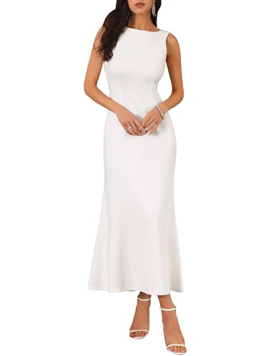 WOMLAYOUT Women's Prom Dress 2025 Boat Neck Backless Wedding Cocktail