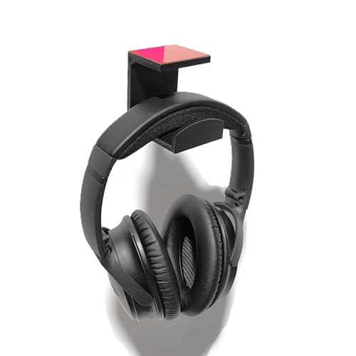 Image of Self-Adhesive Under-Desk Headphone & Headset Stand | Sleek Black Desk Organizer for Home, Office & Gaming Setups