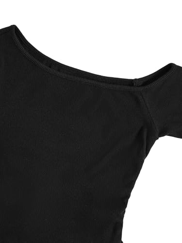 Milumia Women's Ribbed Knit One Off The Shoulder Asymmetrical Long Bell Sleeve Tops Y2K Going Out Tee Shirt Tops4
