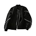 NP Fermeture éclair - Veste bomber classique pour femme - Noir - Manteau d'automne long, Noir , XXL