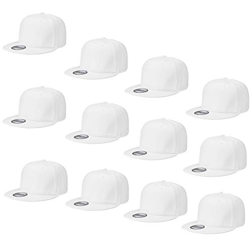 Image of Falari Wholesale 12 Pack Snapback Hat Cap Hip Hop Style Flat Bill Blank Solid Color Adjustable Size