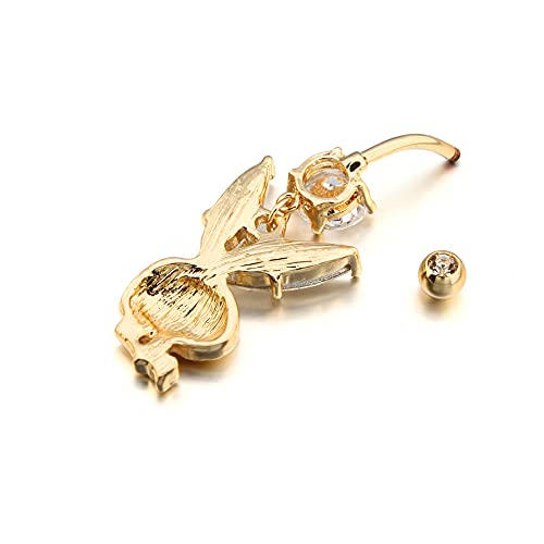 Bunny Belly Button Nail Multi Rhinestone Paved 316L Surgical Steel Playboi Rabbit Dangle Navel Ring Barbell Body Piercing Jewelry For Adults #TOP2