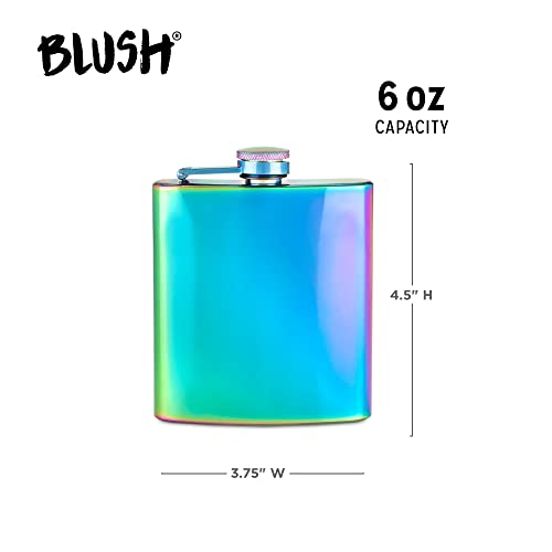 Blush Mirage Iridescent Stainless Steel Flask, Gifts For Women, Hidden Alcohol Barware, 6 Oz, Rainbow #TOP2