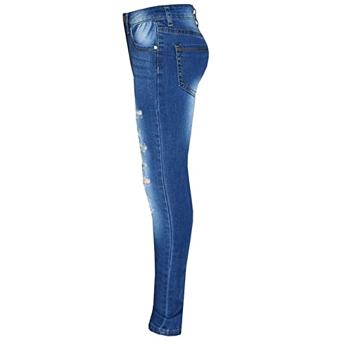 Linjinx Kids Girls Skinny Elastic Waist Denim Pants Ripped Hole Slim Fit Long Casual Jeans Trousers3