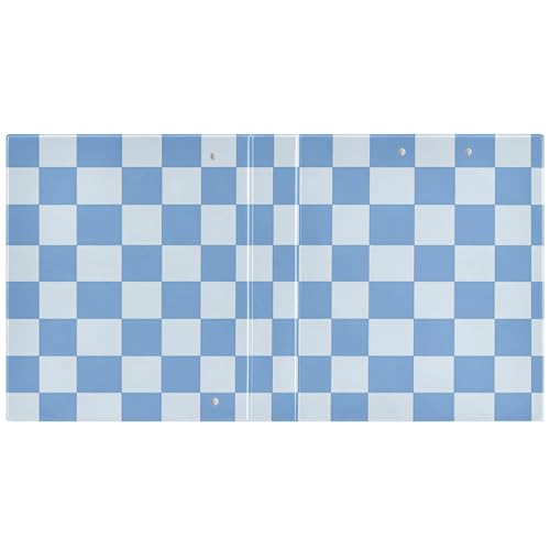 Image of Blue Checkered White Buffalo Plaid 3 Ring Binder with 2 Interior Pockets 1.5 inch Binders 3 Ring Heavy Duty Fit 8.5 inch x 11 inch Letter Size for Office School, 2 Pack