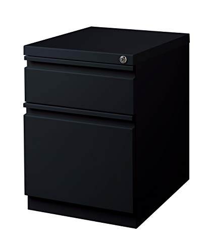 Office Dimensions 20 Inch Deep Metal 2 Drawer Box-File With Full Pull, For Home And Office, Holds Letter Width Hanging Folders Mobile Pedestal, Black #TOP2