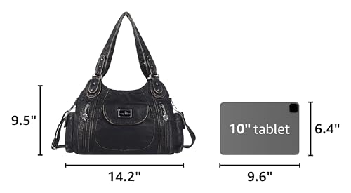 Image of Angel Kiss Purses for Women, Large Shoulder Bag Hobo Tote Purse Mutipocket Faux Leather Satchel Hobo Purse