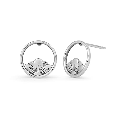 Boma Jewelry Sterling Silver Open Circle Flower Stud Earrings
