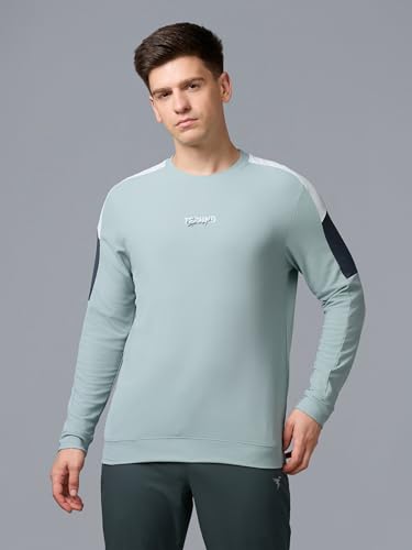 Image of TECHNOSPORT Men's Colorblock Full Sleeve T-Shirt MATPIQ Quick Dry Slim Fit Round Neck Sports Tee for Gym Casual Layering Wear UPF50+ Anti Odour