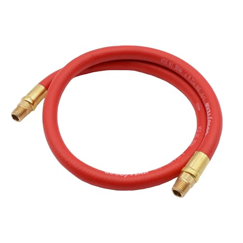 Goodyear 3' x 3/8' Hybrid Air Hose - 300 PSI Working Pressure - 1200 PSI Working Pressure - Kink Free - 100% Brass 1/4' NPT Fittings - Made in USA