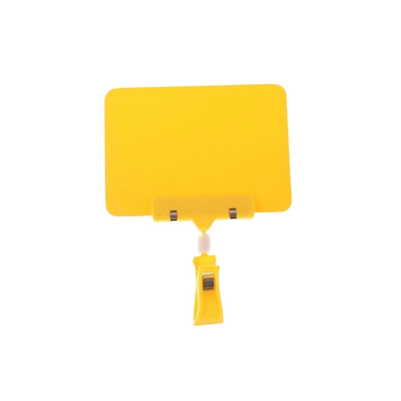 Qvorlth Clip On Sign Holder 20pcs Fruit Price Tag Merchandise Display Wear-resistant Sign Holder Clip Food Advertising PVC Waterproof Whiteboard For Display(A6 yellow)