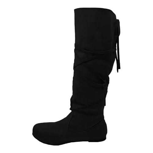 Image of Unisex Renaissance Boots Men's Medieval Cosplay Boots Women Halloween Vintage Stage Pirate Viking Tied Boots Shoes