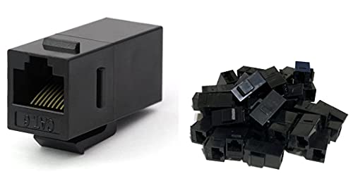 ConnectOne RJ45 CAT6 Keystone Coupler Insert, Inline Female to Female Keystone Coupler Compatible with CAT6 CAT5e and CAT5 Ethernet Cables, Black (100 Pack)