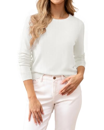 Women's 100% Cotton Sweaters Long Sleeve Lightweight Knit Solid Soft Pullover Tops