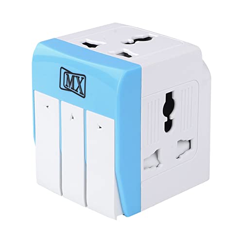 Image of MX 3 Pin Multi Plug Adapter with Universal Sockets | 3-Way Extension Socket 5A 250V with Individual Power Switches, LED Indicators & Safety Shutters | Home, Office & Travel Use