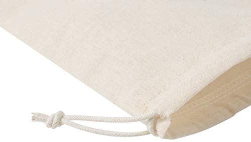 100 Percent Cotton Muslin Bags with Drawstring, 12-Pack (12.5 x 17.5 cm, White)