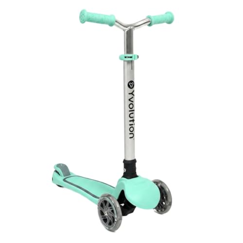 Patinete Yglider Air Verde de Yvolution, de 3 Ruedas, Manillar Ajustable, Luces LED, Scooter para niños y niñas