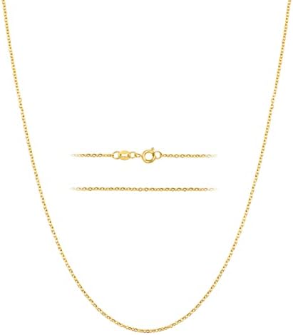 KISPER 24k Gold Cable Link Chain Necklace – Thin, Dainty, Gold Plated Stainless Steel Jewelry for Women & Men with Spring Ring Clasp