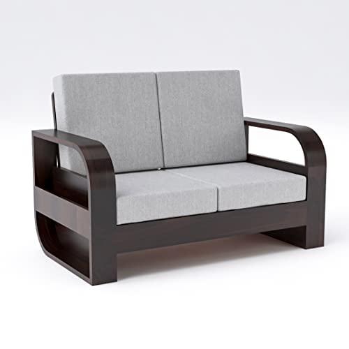 Image of Douceur Furnitures Solid Sheesham Wood 2 Seater Sofas | Two Seater Sofa for Living Room, Cafe, Office | (Design-2)