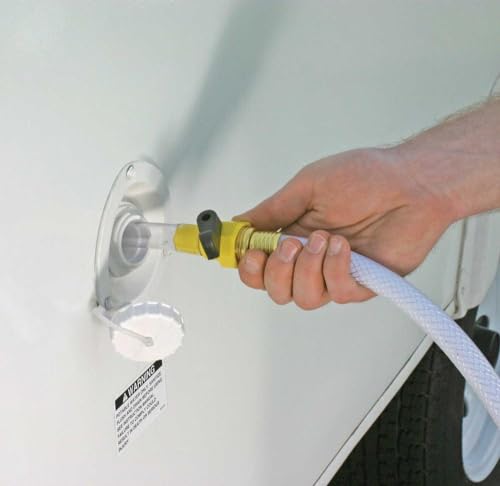 Image of Camco RV Water Tank Filler with Shutoff Valve - Quickly and Efficiently Helps Fill Your Water Tank and Eliminate Line Backflow - Features a 5 /8 inch Tube (40003)