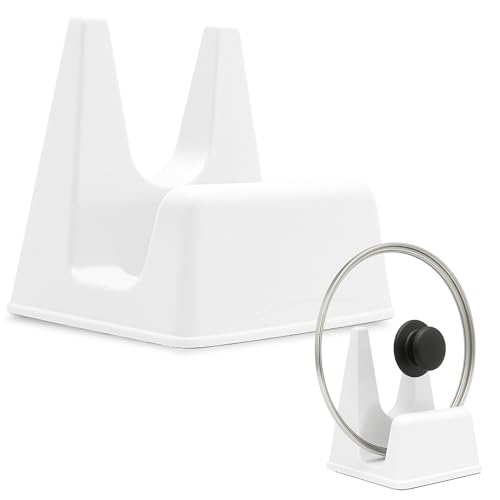 Soportes Para Tapas de Ollas, Organizador de Cocina, Colgador de tapaderas de cocina, Organizador tapaderas de Sartenes, Soporte Tapas cocina, Plástico, 12.5 cm Longitud, Blanco