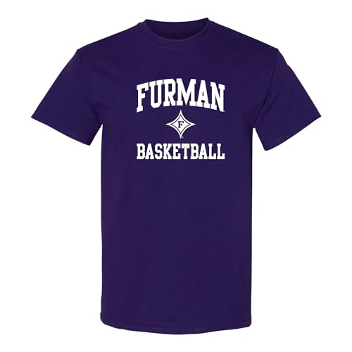 UGP Campus Apparel AS1096 - Furman University Paladins Furman Arch Logo Basketball - Sports Team T-Shirt - Medium - Purple