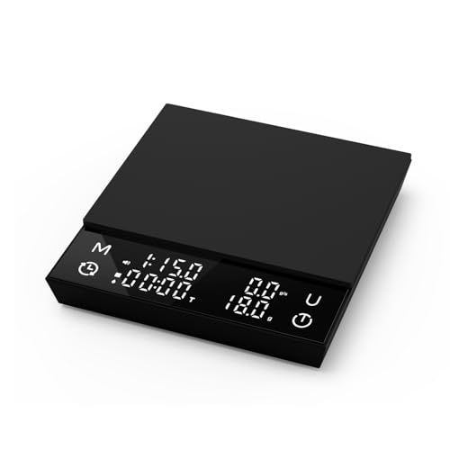 Image of Coffee Scale with Auto Timing, Rechargeable Espresso Scale with Timer, Ratios & Flow Rate Display, 3 Modes, Barista-Grade for Pour-Over, French Press - 2kg /0.1g, Black