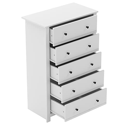 Galano Genoa 5 Drawer Dresser - Dressers - Dressers & Chest Of Drawers - Dresser For Bedroom - Dresser Organizer - Tall Dresser - Wood Dresser - White #TOP4