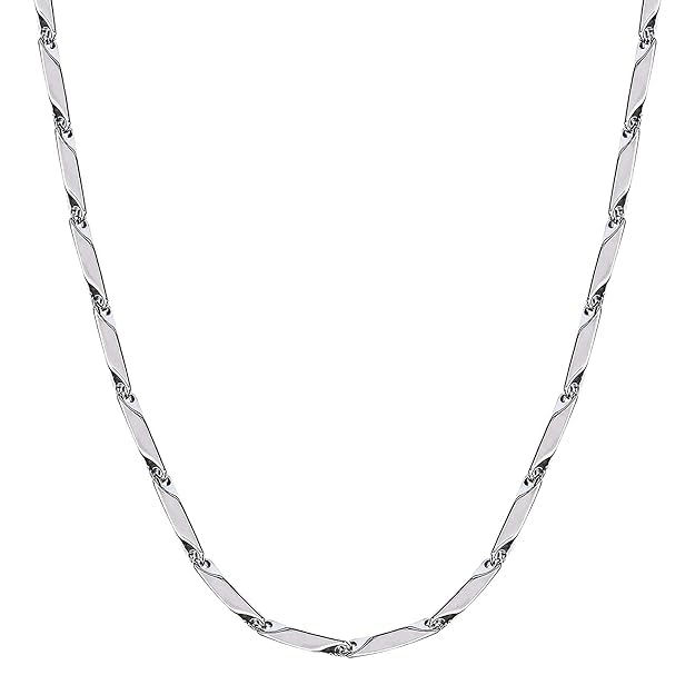 Men's Stainless Steel Rice Shape Link Neck Chain Necklace Silver-image-30