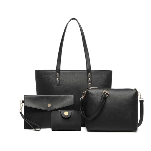 Miss Lulu Faschionable Tote Bag Shopper Axelväska PU-läder Praktisk (Svart)
