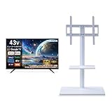 【セット買い】 [山善] 43型 4K チューナーレス テレビ Google TV HDR10対応 Bluetooth USB 壁掛け VESA対応 アンテナ接続不要 QRK-43TL4K + 壁寄せ テレビスタンド 棚付き ホワイト LTS-T55(WH)