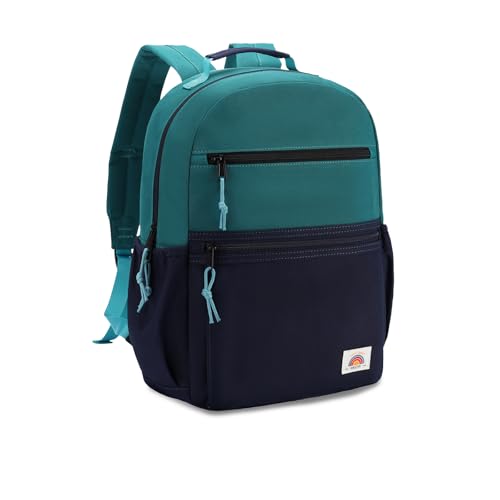 VASCHY Toddler Backpack, Boys Lightweight Plain Color-block Small Kids Backpack Bookbag for Preschool/Kindergarten/Daycare/Travel Navy Green