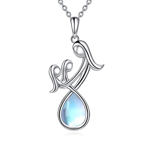 Mère et Fille Collier en argent avec pendentif cœur pour femme et maman