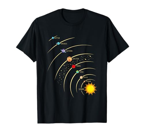 Sonnensystem Planeten Shirt Sonne Umlaufbahn Physik Geschenk T-Shirt