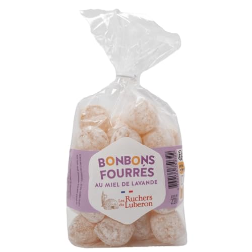 Les Ruchers du Luberon Bonbons Fourrés au Miel de Lavande 220g - Bonbon Miel pour la Gorge - Cadeau parfait pour les amateurs de miel