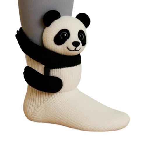 Panda Socken Huggy Socken Nie mehr kalte Füße nur noch Huggy - Einheitsgröße-Socken Unisex-Unisex lustiges 3D Stricktier niedliche warmhalteende Winterbodenstrümpfe für Weihnachten