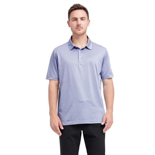 Image of Men's Golf Polo Shirts Short Sleeve Striped Performance Moisture Wicking Dry Fit Golf Shirts for Men
