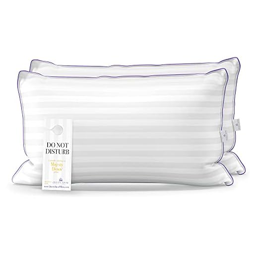 Queen Anne Luxury Hotel Pillows - Two Pack (2) - Majesty Down - Synthetic Down Alternative - Allergy Free Hypoallergenic Bed Pillows - Made in USA (King Medium)