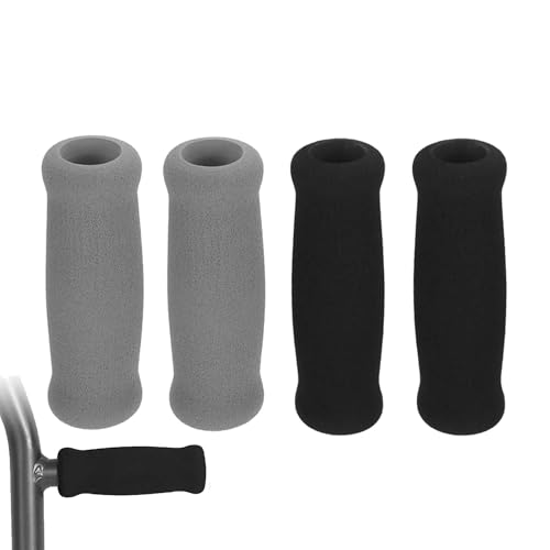 TUKEVA 4 PCS Empuñadura para Bastón Empuñaduras de repuesto para mayores Cubierta del mango de ayuda para caminar accesorios fundas de repuesto para mango de muleta de ancianos (Negro y Gris 22 mm)