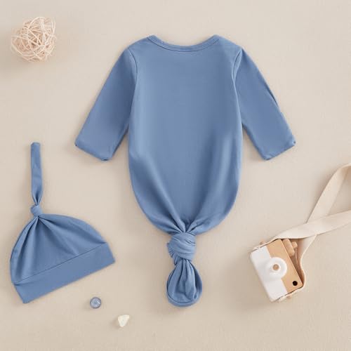Image of Baby Girl Boy Sleeping Waffle Bag Letter Embroidery Long Sleeve Sleep Striped Sack with Hat 2 Piece Set for Fall