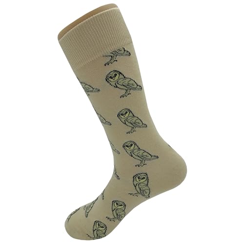 Barn Owl Dress Socks Funny Novelty Crazy Fun Design Men Size 8-12 Cotton Casual Crew Colorful Funky Fancy Socks Gift for Men3