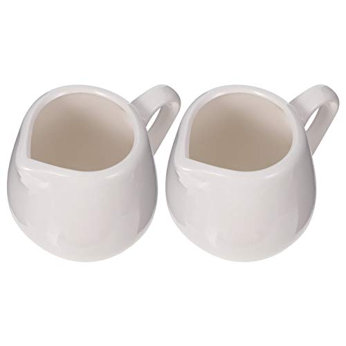 Yarnow Mini creme clássico de cerâmica branca pura com alça, 2 jarra pequena para leite de café