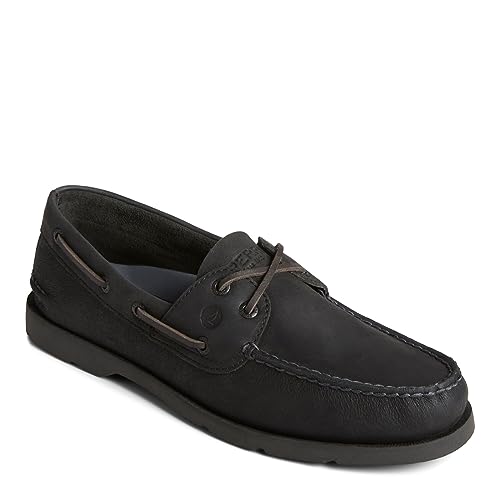 Sperry Zapatos náuticos Leeward X Lace para hombre, Negro Cuero (Black Tumbled Leather), 44 EU