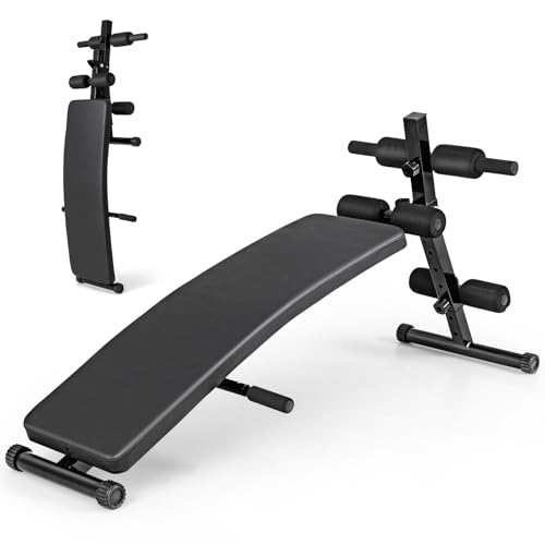 Toolsempire Sit Up Bench Folding Exercise Bench Ab Workout Equipment with Thick Seat Cushion Adjustable Decline Workout Bench for Home Gym Full Body Exercise Strength Training Bench