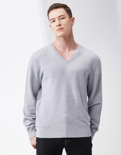Men's V-Neck Long Sleeve Sweater Slim Fit Casual Pullover Sweater3