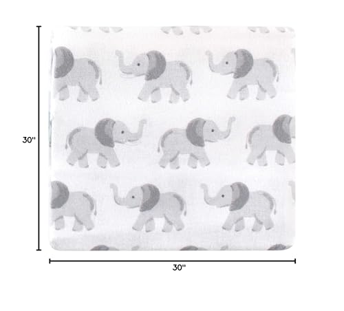 Image of Little Treasure Hudson Baby Cotton Poly Flannel Receiving Blankets Multipack, Grey Elephant, 30x30 inches