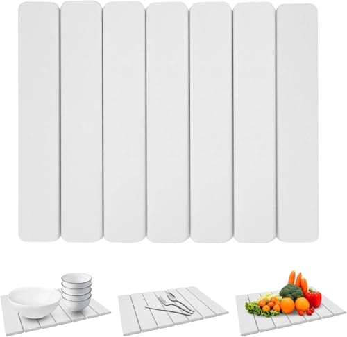 Ataoyus Tapete de Piedra de Secado rápido para Cocina, tapete de Secado de Piedra, Tabla de Drenaje Absorbente, tapete de Secado de Platos Reutilizable para Estante de Drenaje Plegable, encimera