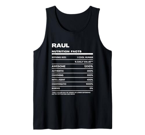 Raul Datos de Nutrición Nombre Gracioso Camiseta sin Mangas